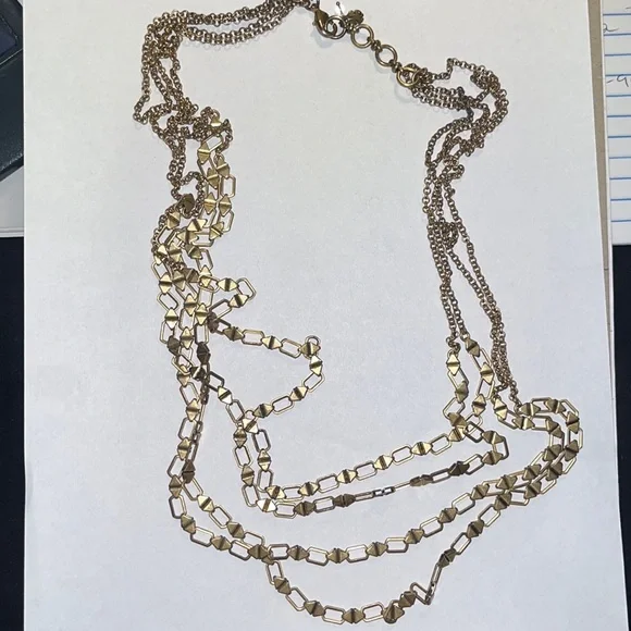 Lucky Brand brass tone multi strand necklace - Picture 2 of 6